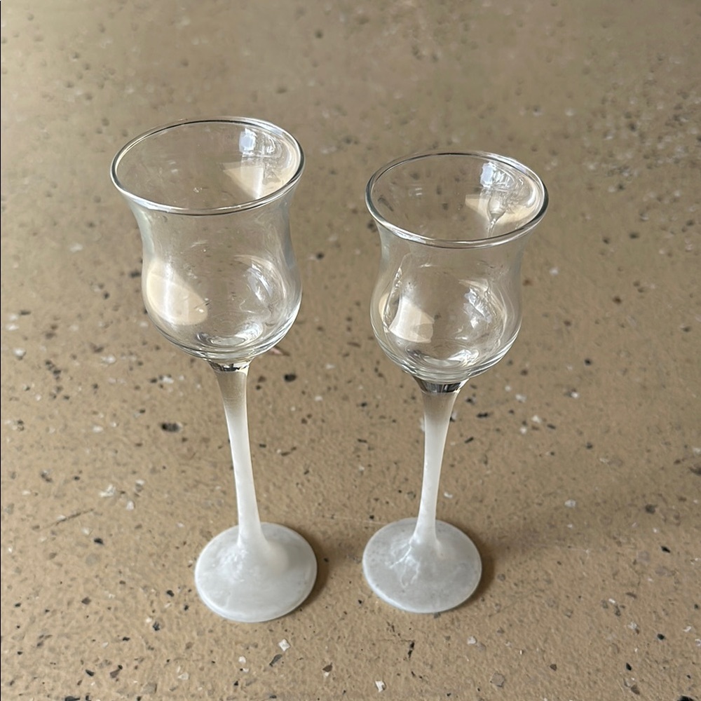 Partylite iced crystal Elegant Glass candleholders Set of 2
